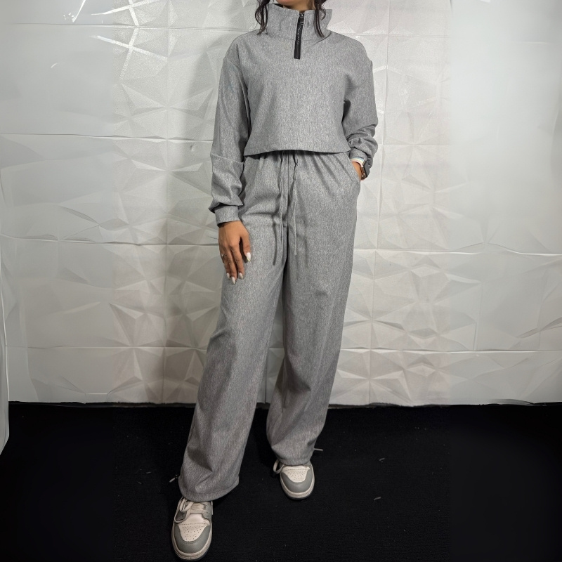 set women zara (16) ست کراپ شلوار نیم زیپ آستین بلند طرح زارا