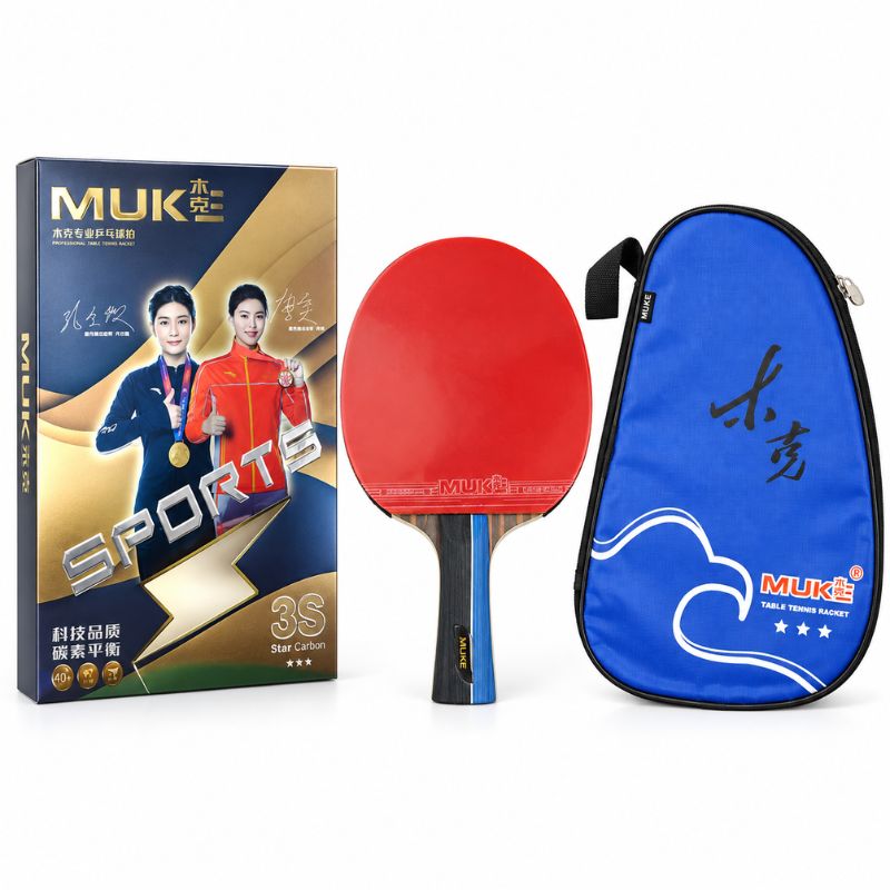 MUKE 3S Star Carbon Table Tennis Racket with Case راکت پینگ پنگ MUKE مدل سه ستاره کربن همراه کیف