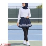دامن تنیس زنانه پلیسه سه خط با شلوارک داخلی