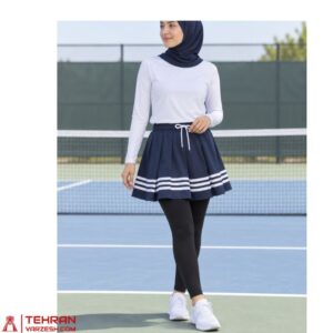 دامن تنیس زنانه پلیسه سه خط با شلوارک داخلی
