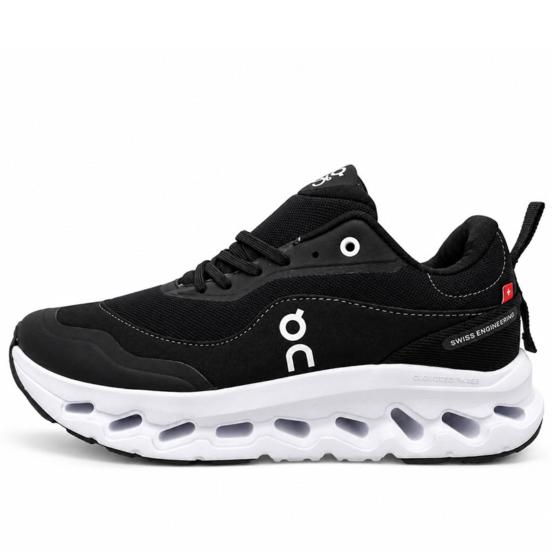 On Running x LOEWE Inspired CloudTec Phase Sneakers – Black-White کتونی اسپرت زنانه و مردانه طرح آن رانینگ لووه مدل CloudTec Phase مشکی سفید