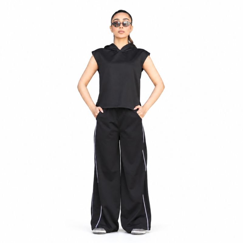 Levit Women Hooded Vest & Wide Leg Pants Set (5) ست وست و اسلش لیویت